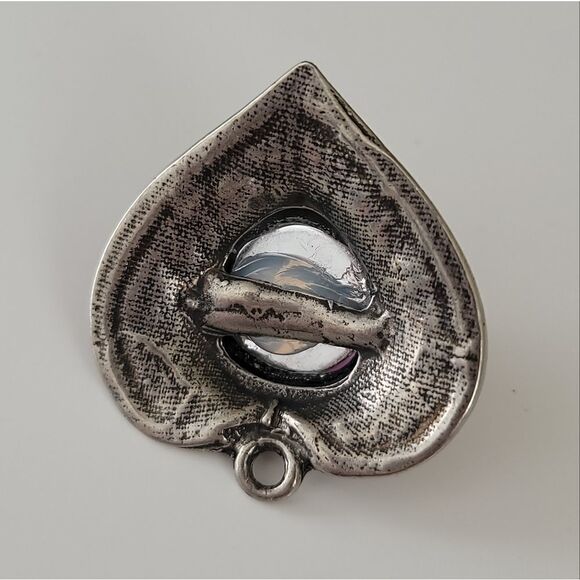 Pendant 𝅺Silver Tone and Purple Heart Pendant #0002 - Picture 5 of 8